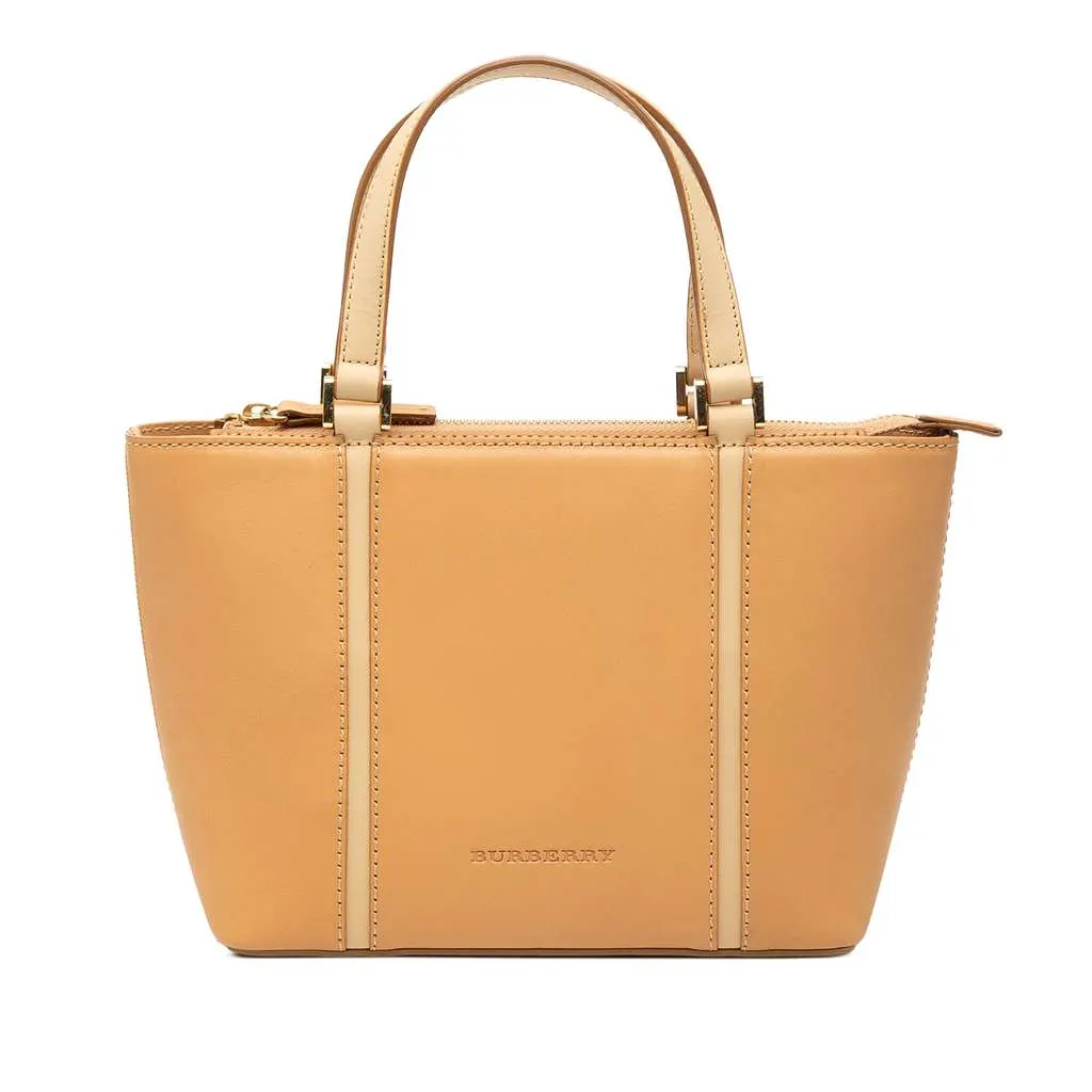 Burberry Leather Tote Brown Leather Good - Front View