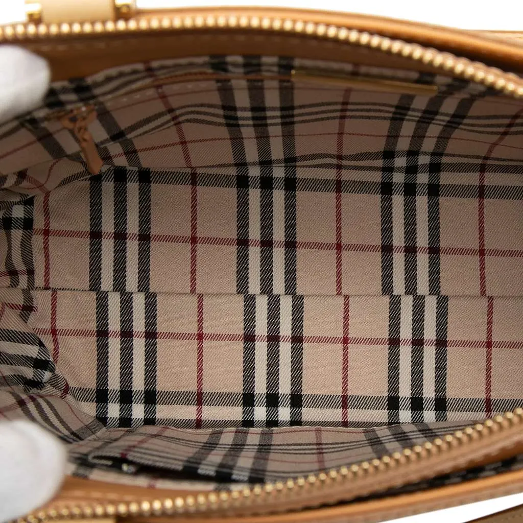 Burberry Leather Tote Brown Leather Good - Model View