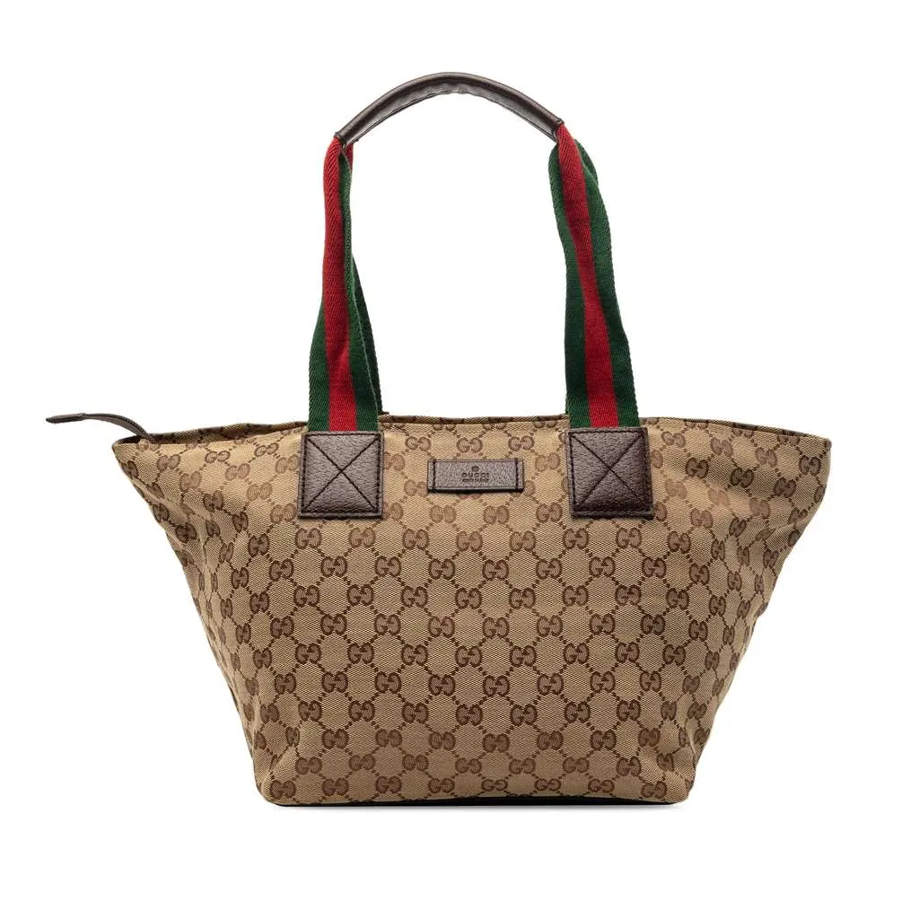 Gucci GG Canvas Web Tote Beige Canvas Very good - Front View