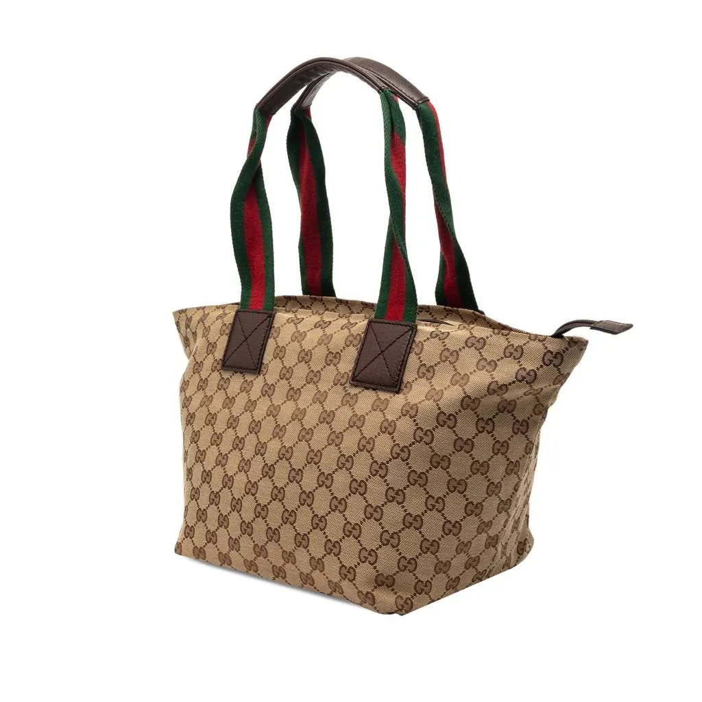 Gucci GG Canvas Web Tote Beige Canvas Very good - Back View