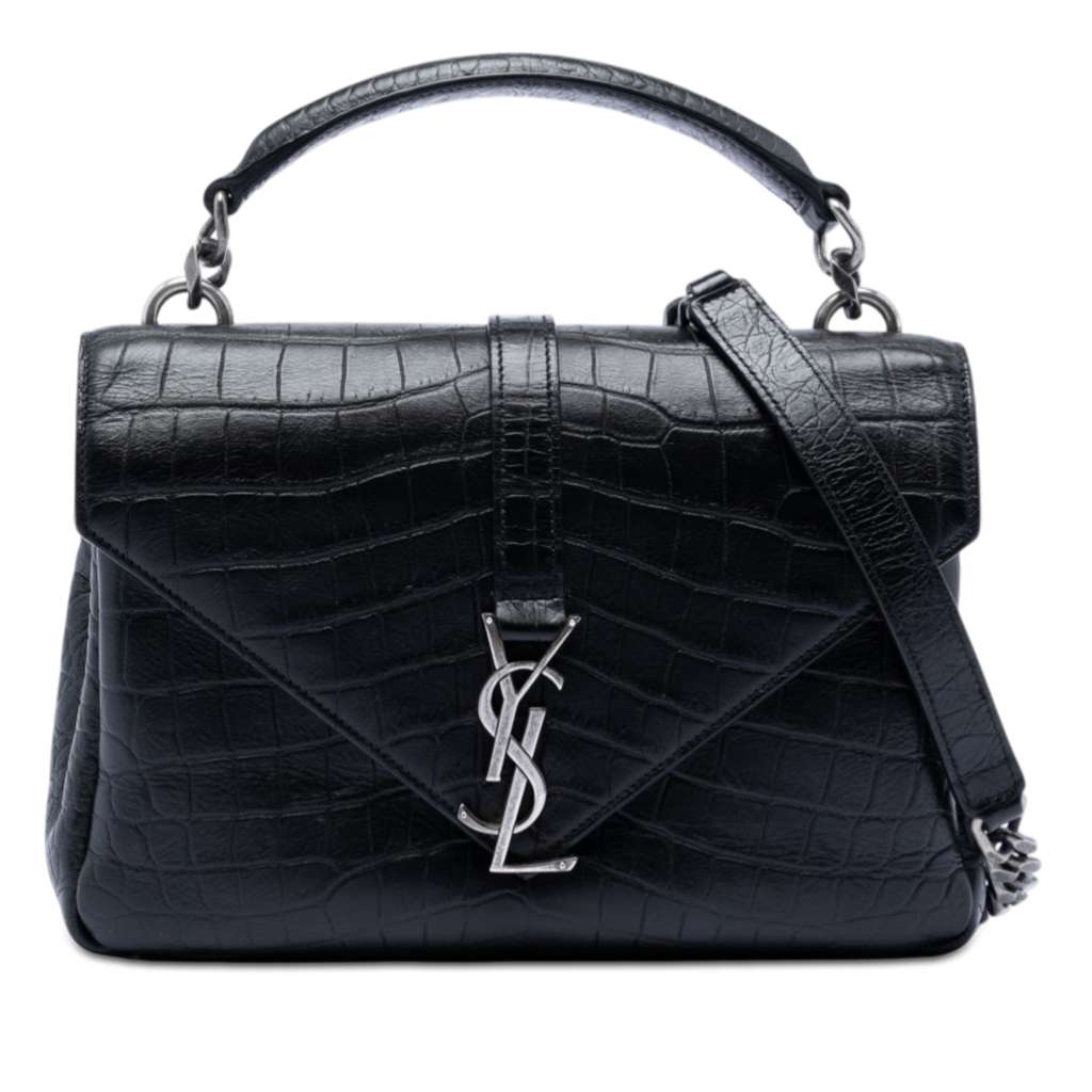 Saint Laurent Medium Croc Embossed Leather College Satchel