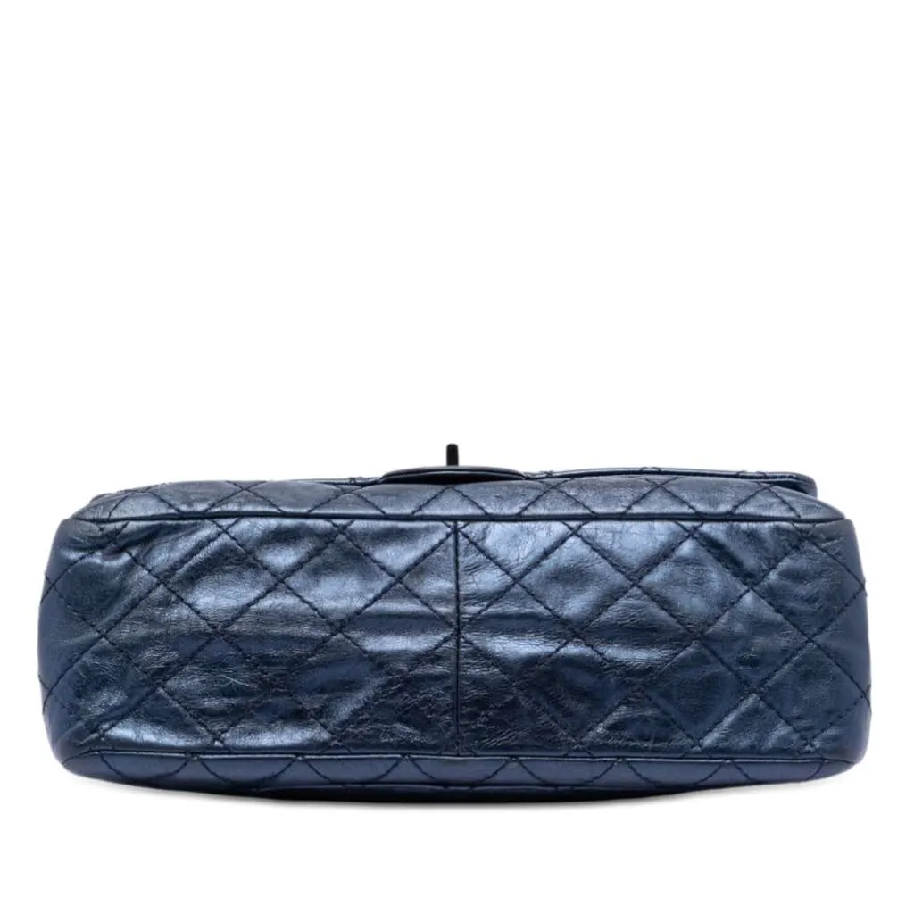 Chanel Quilted Metallic Aged Calfskin Reissue 2.55 Double Flap 226 Blue Leather Very good - Inside View