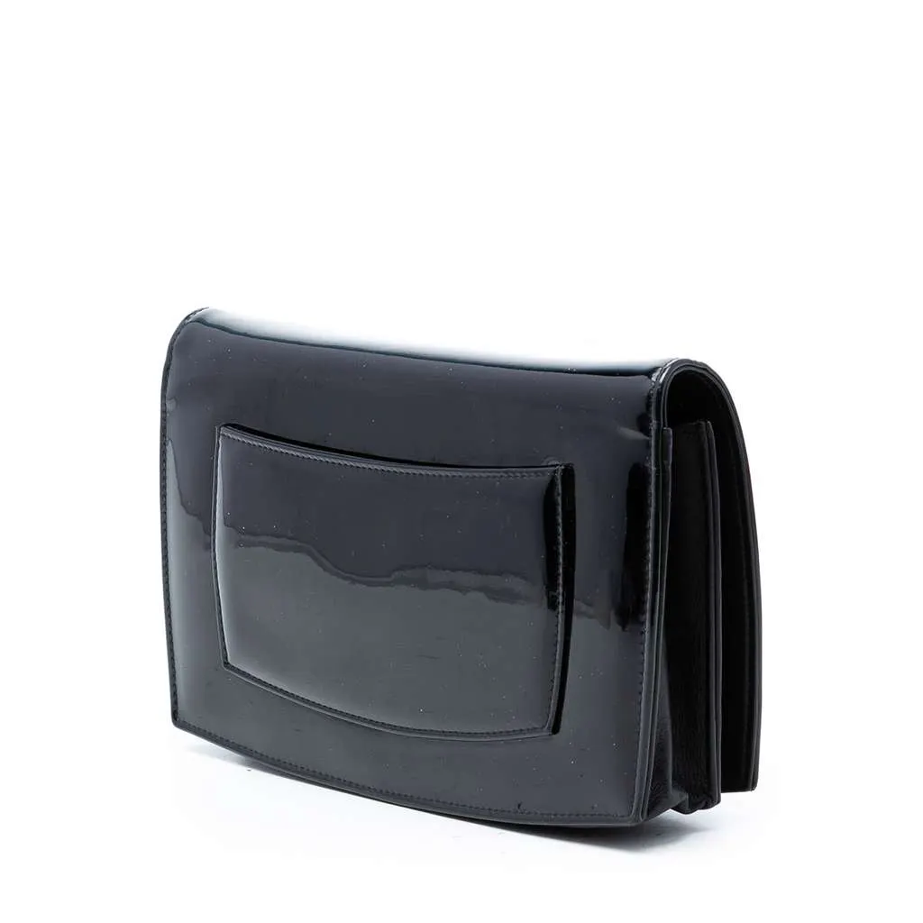 Chanel CC Patent Wallet On Chain Black Leather Very good - Back View