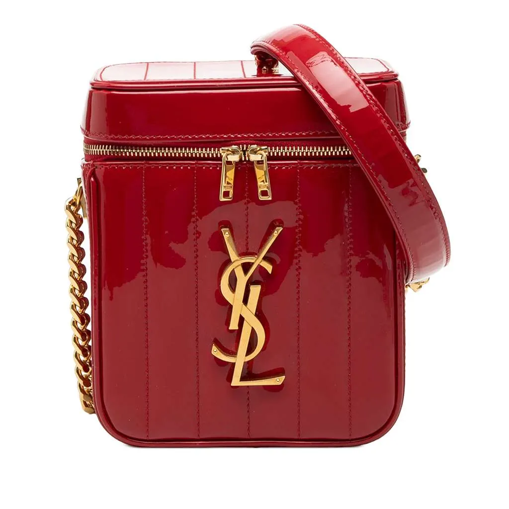 Saint Laurent Matelasse Patent Monogram Vicky Vanity Bag Red Leather Very good - Front View