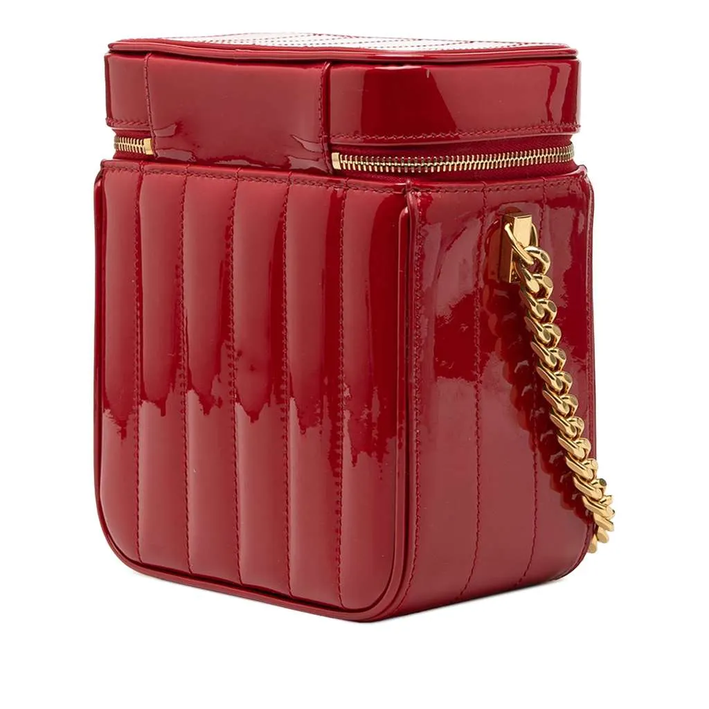 Saint Laurent Matelasse Patent Monogram Vicky Vanity Bag Red Leather Very good - Back View