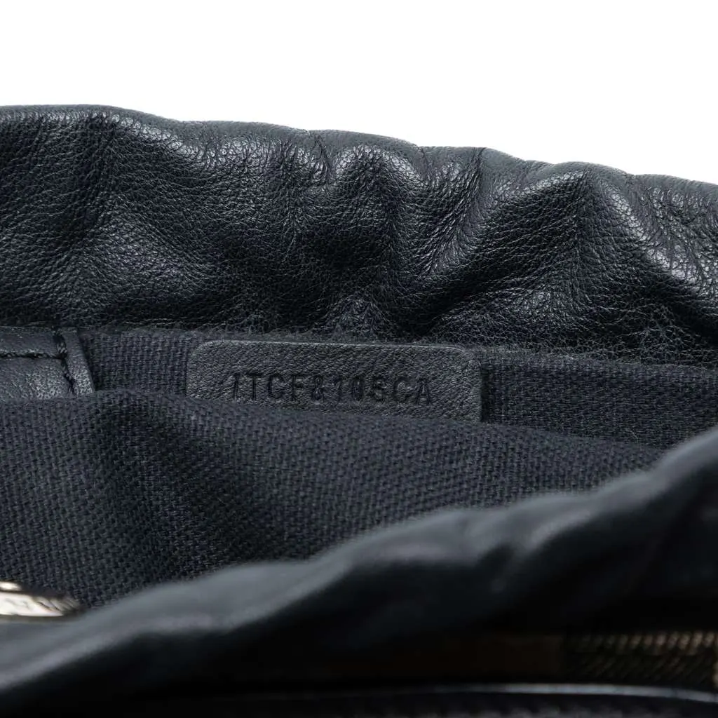 Burberry House Check Canvas and Calfskin Little Crush Crossbody Black Leather Very good - Box View