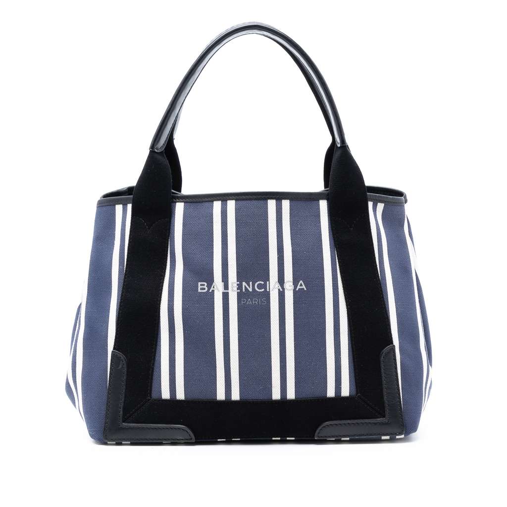 Balenciaga كاباس مخطط من القماش باللون الكحلي مقاس صغير