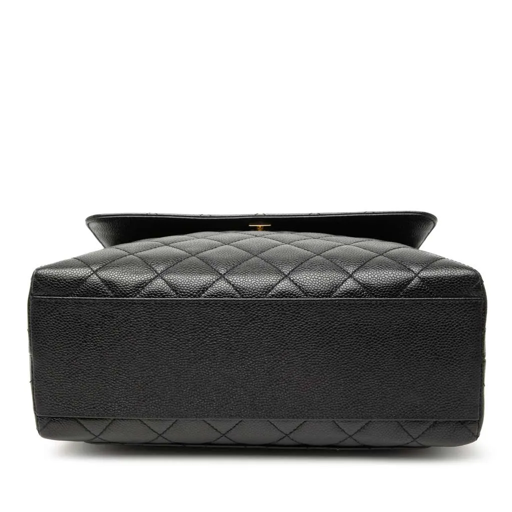 Chanel CC Quilted Caviar Kelly Top Handle Bag Black Leather Very good - Inside View
