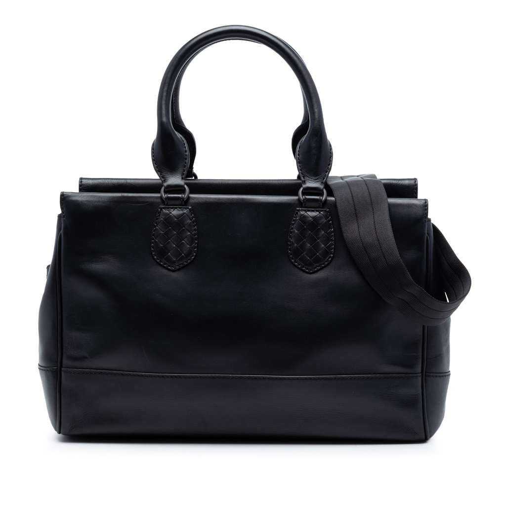 Bottega Veneta Intrecciato Trimmed Leather Ducale Top Handle Bag