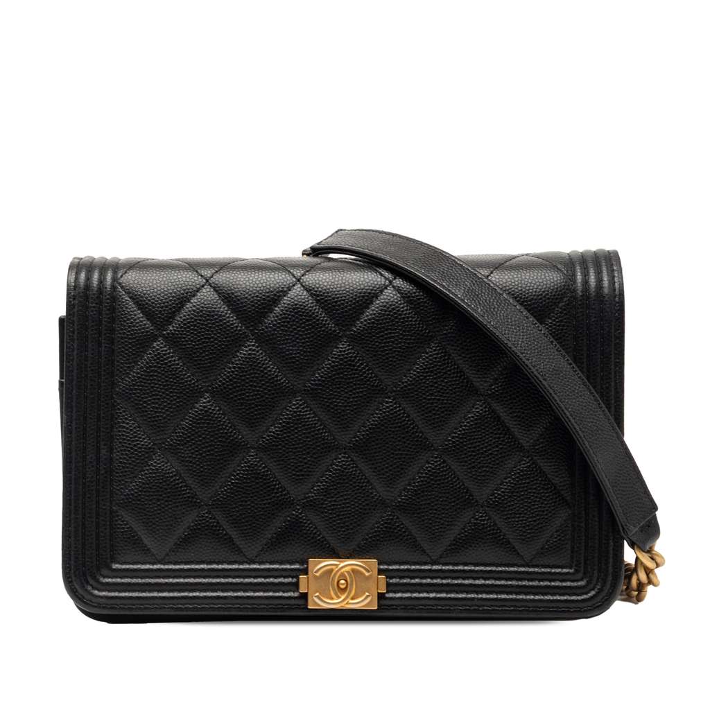 Chanel Quilted Caviar Boy Wallet on Chain