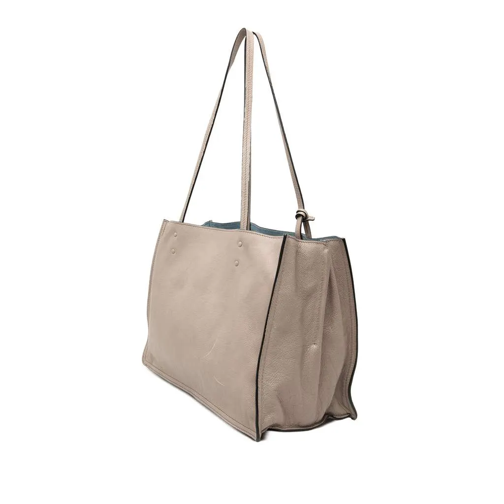 Prada Glace Calf Etiquette Tote Grey Leather Very good - Back View