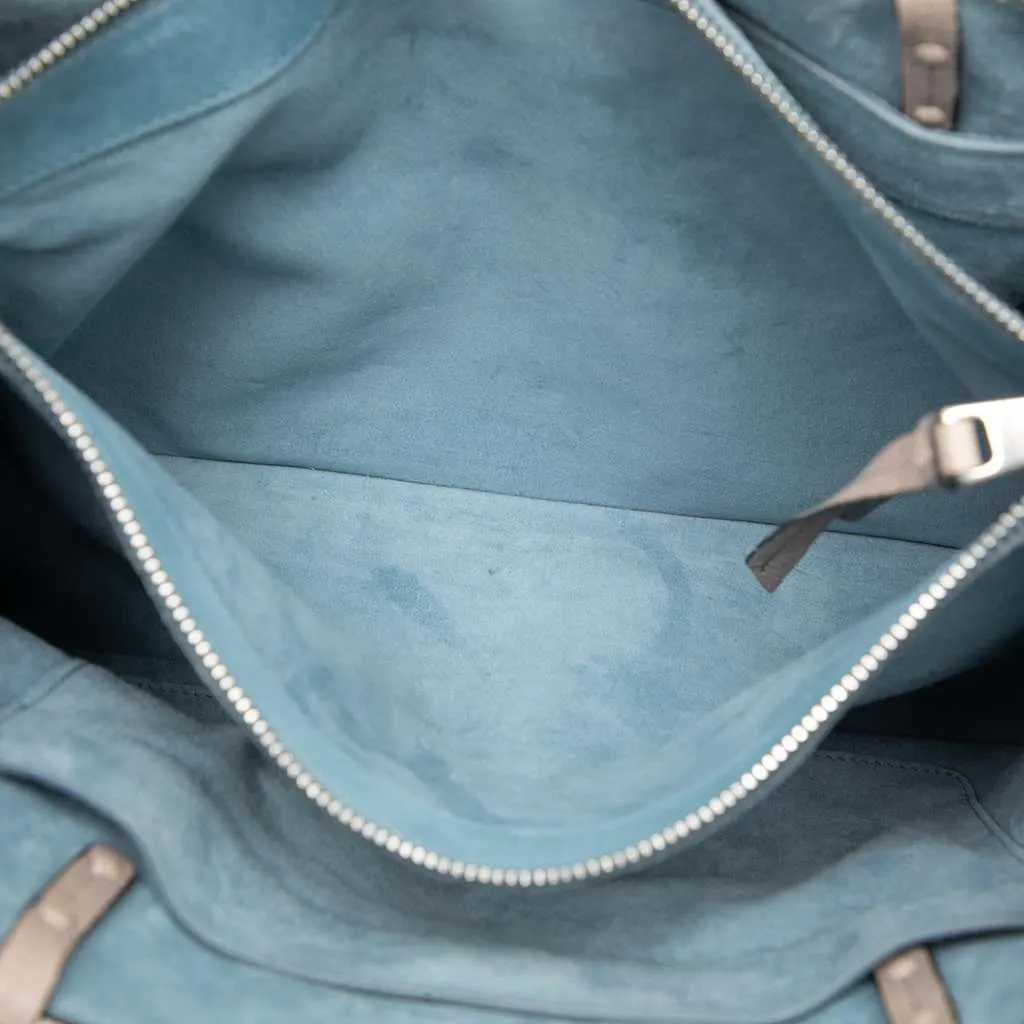 Prada Glace Calf Etiquette Tote Grey Leather Very good - Model View