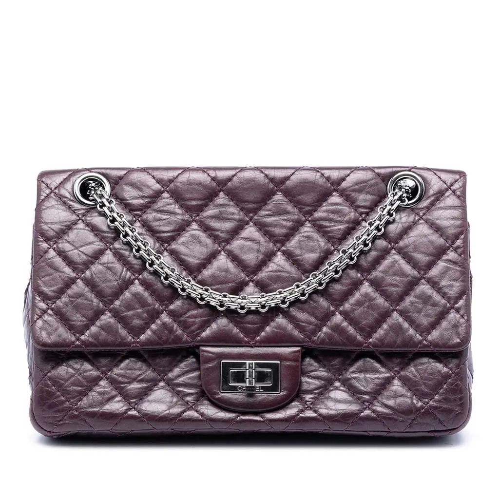 Chanel Quilted Aged Calfskin Reissue 2.55 Double Flap 225 Purple Leather Very good - Front View