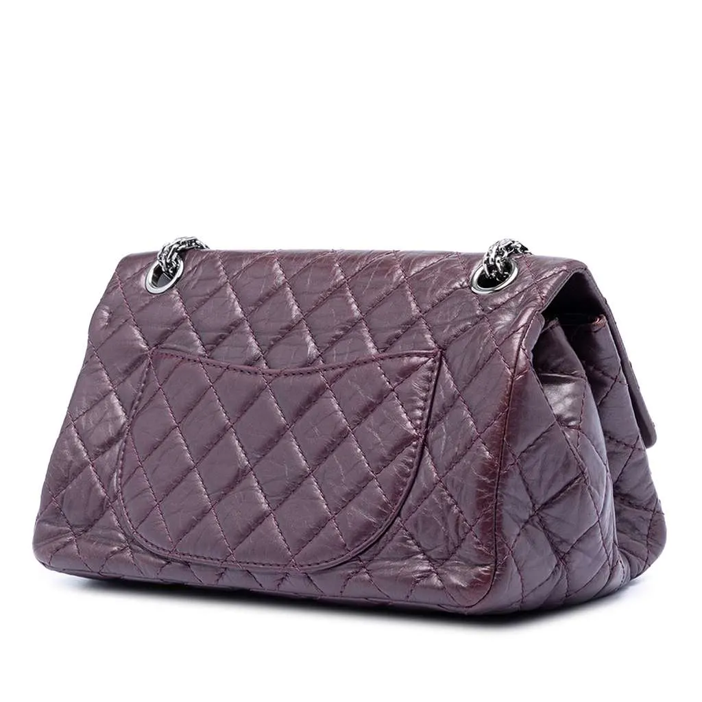 Chanel Quilted Aged Calfskin Reissue 2.55 Double Flap 225 Purple Leather Very good - Back View