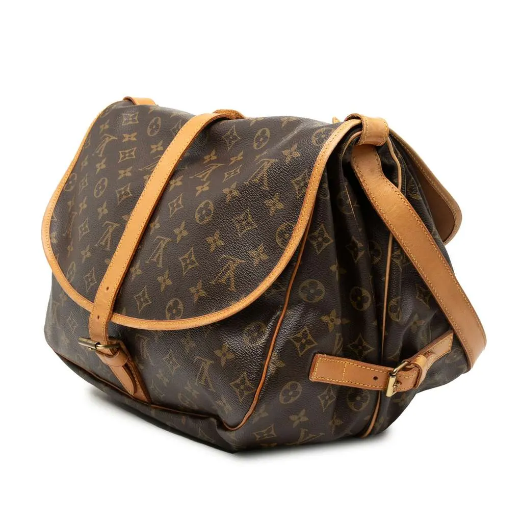Louis Vuitton Monogram Saumur 35 Brown Canvas Good - Back View