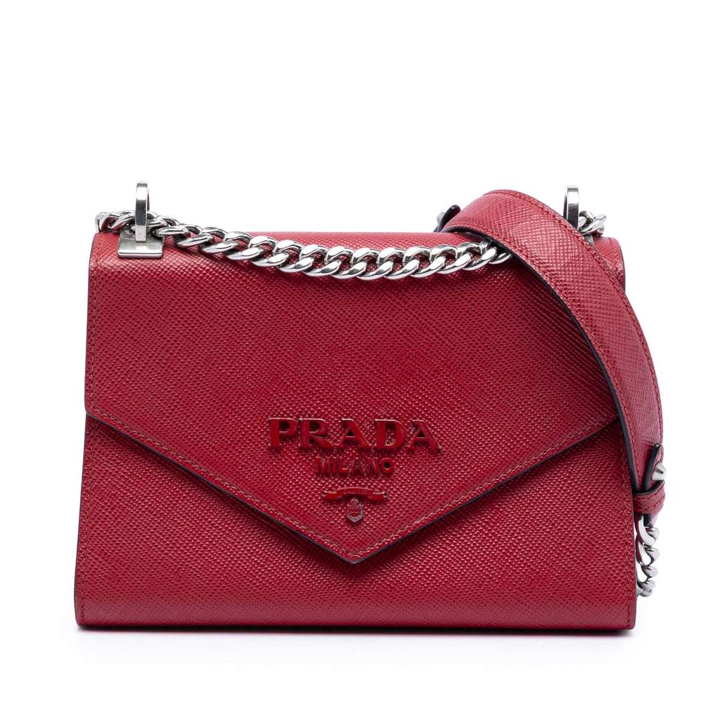 Prada حقيبة كروسبودي من جلد سافيانو أحادي اللون