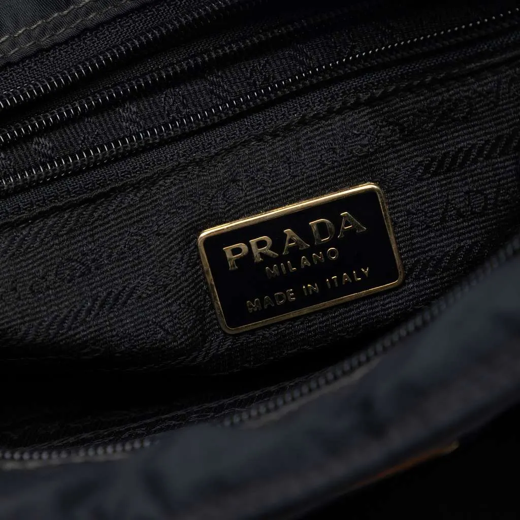 Prada Tessuto Metal Handle Bag Black Very good - Box View