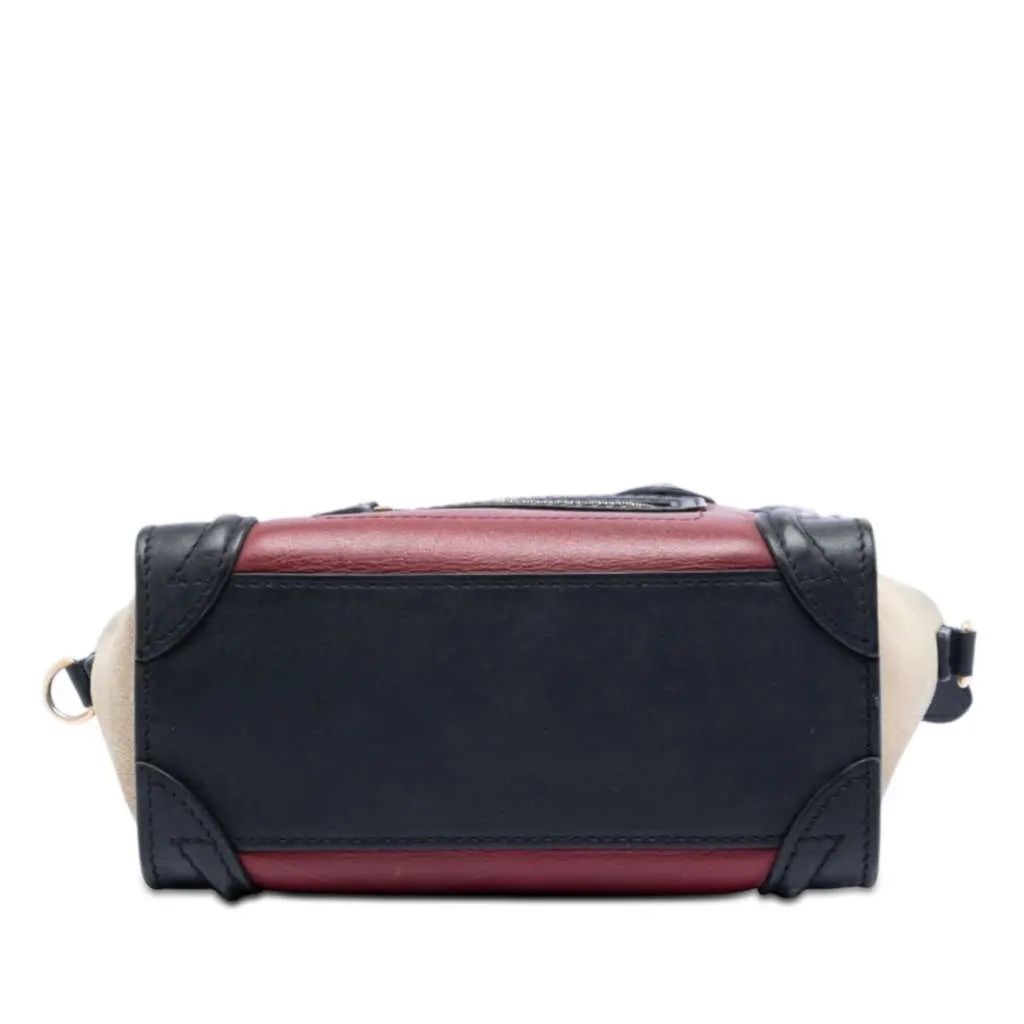 Celine Nano Tricolor Calfskin and Suede Luggage Tote Red Leather Very good - Inside View