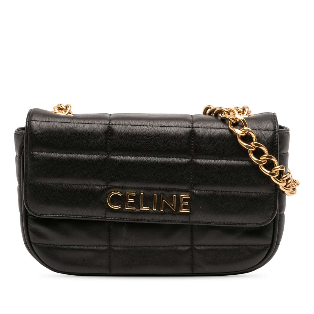 Celine Matelasse Goatskin Monochrome Chain Shoulder Bag