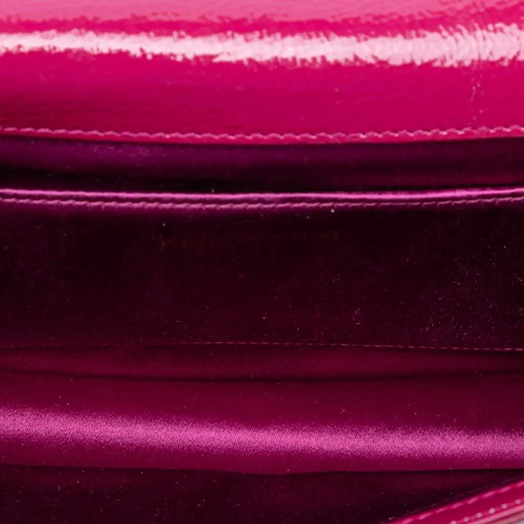 Saint Laurent Large Textured Patent Belle De Jour Clutch Pink Leather Very good - Model View