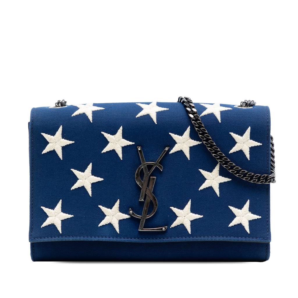 Saint Laurent Small Star Embroidered Canvas Monogram Kate Crossbody