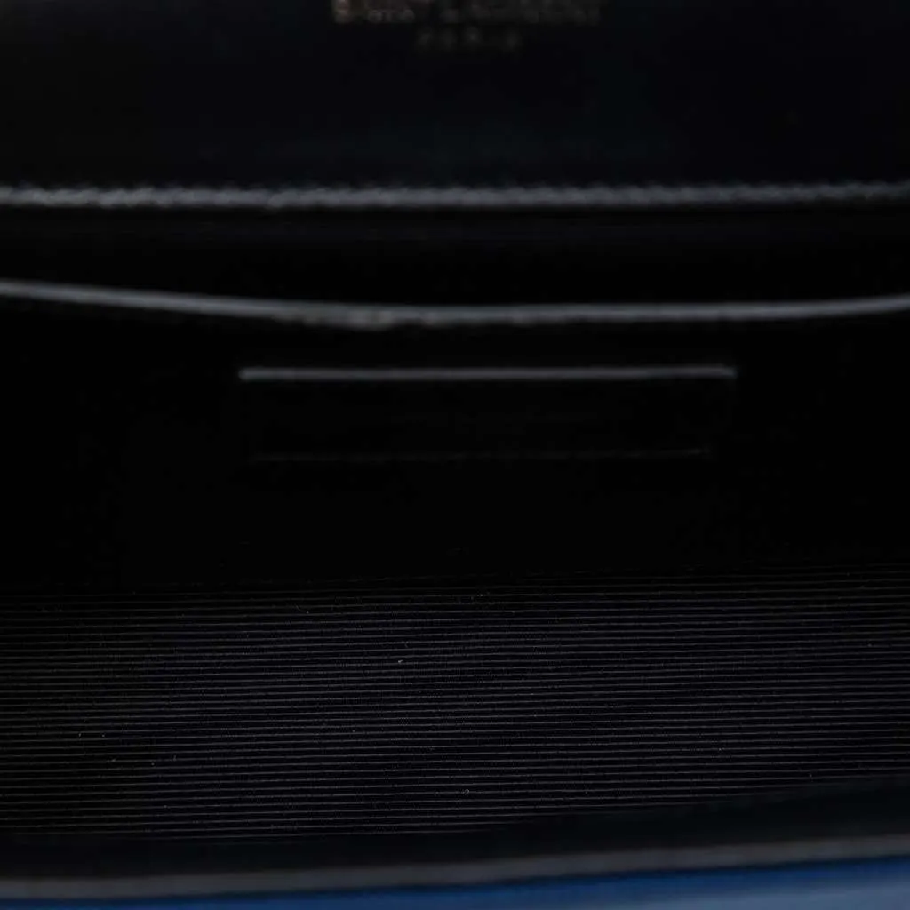 Saint Laurent Small Star Embroidered Canvas Monogram Kate Crossbody Blue Canvas Very good - Model View