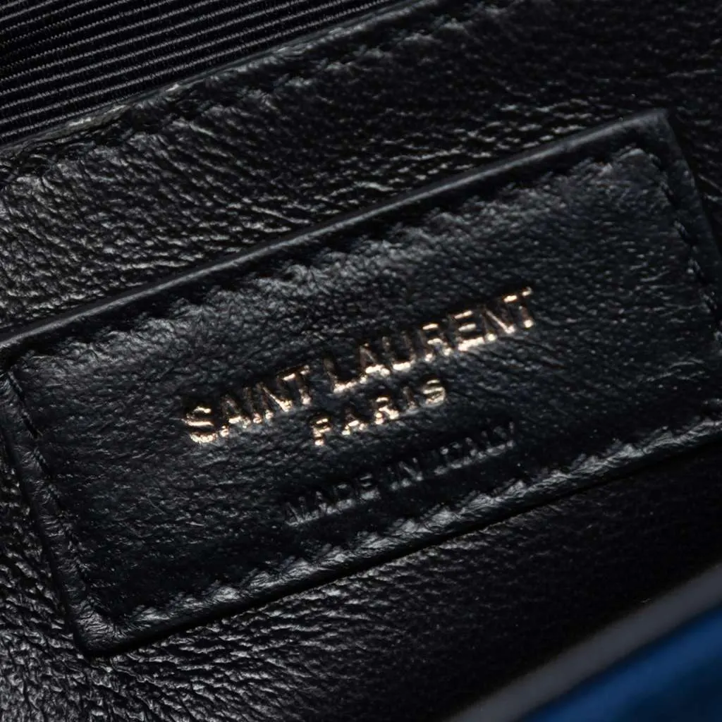 Saint Laurent Small Star Embroidered Canvas Monogram Kate Crossbody Blue Canvas Very good - Box View