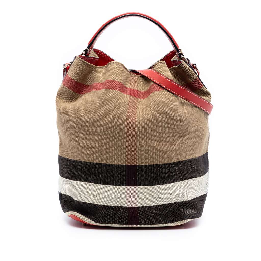 Burberry Medium Mega Check Canvas Ashby Bucket Bag