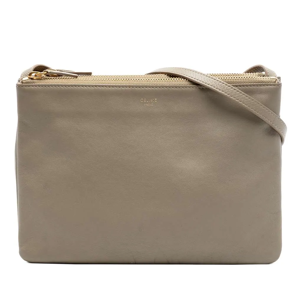 Celine Large Lambskin Trio Crossbody Brown Leather Very good - Front View