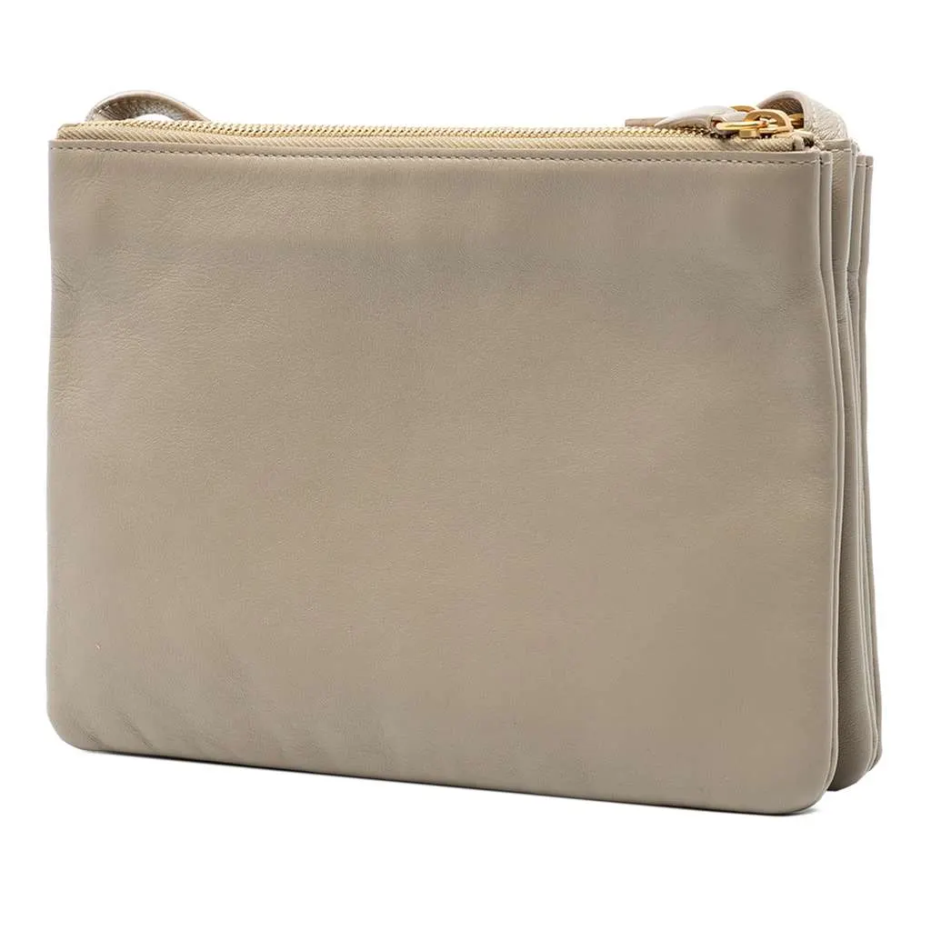 Celine Large Lambskin Trio Crossbody Brown Leather Very good - Back View