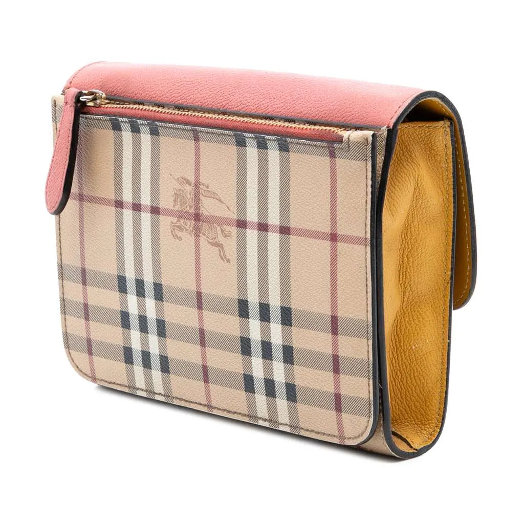 Burberry Haymarket Check Coated Canvas and Calfskin Loxley Crossbody Beige Canvas Very good - Back View