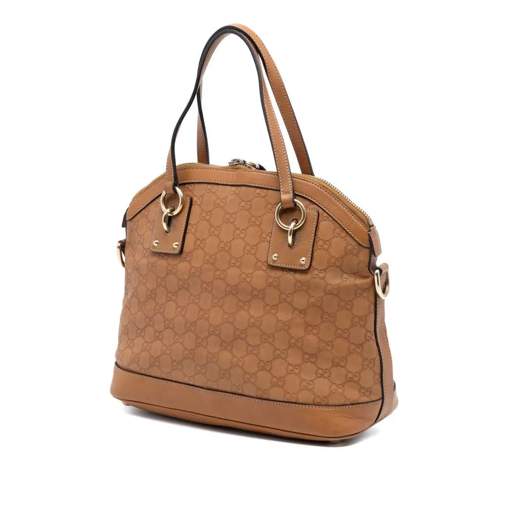 Gucci Medium Guccissima Charm Dome Satchel Brown Leather Very good - Back View