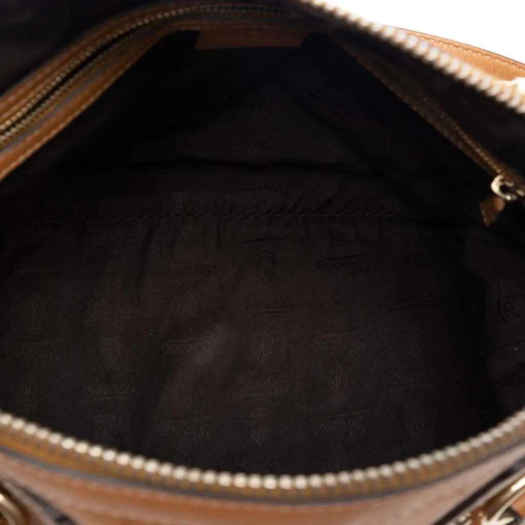 Gucci Medium Guccissima Charm Dome Satchel Brown Leather Very good - Model View