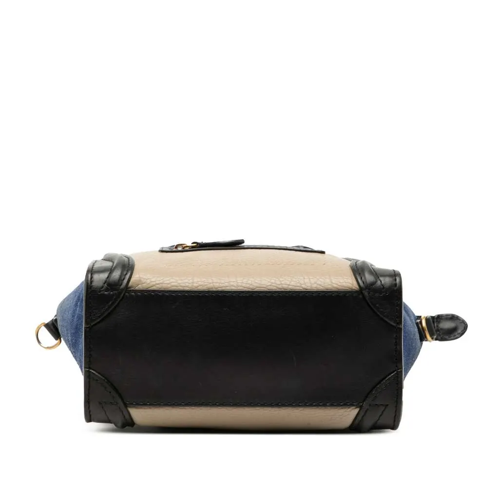 Celine Nano Tricolor Calfskin and Suede Luggage Tote Beige Leather Very good - Inside View