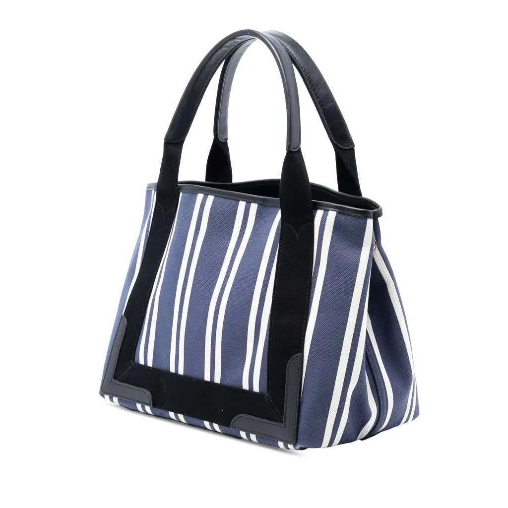 Balenciaga Canvas Striped Navy Cabas S Blue Canvas Very good - Back View