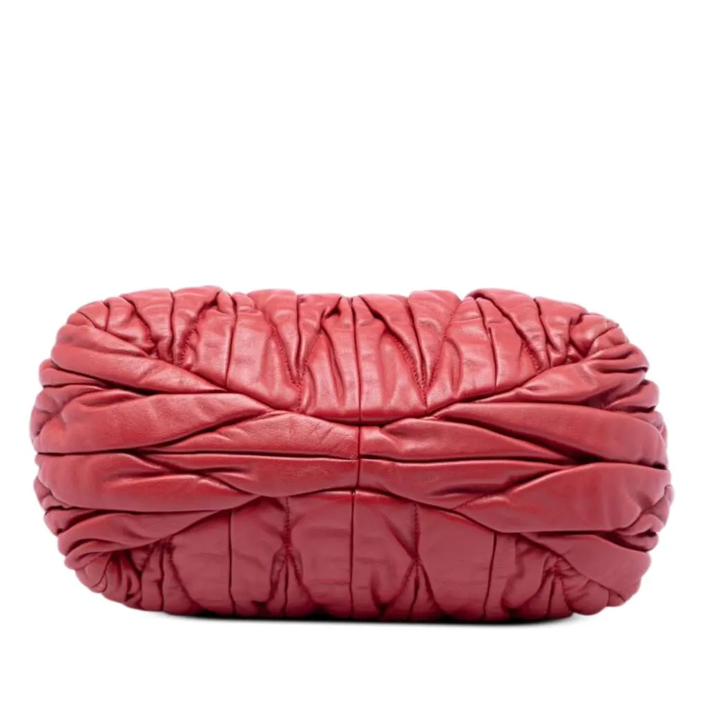 Miu Miu Matelasse Lux Lambskin Bauletto Aperto Satchel Red Leather Very good - Inside View