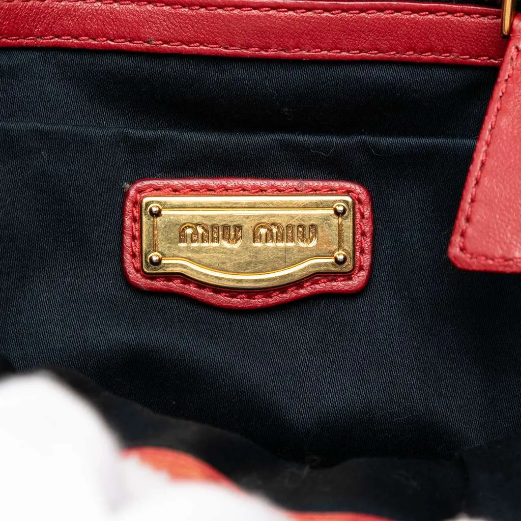 Miu Miu Matelasse Lux Lambskin Bauletto Aperto Satchel Red Leather Very good - Box View