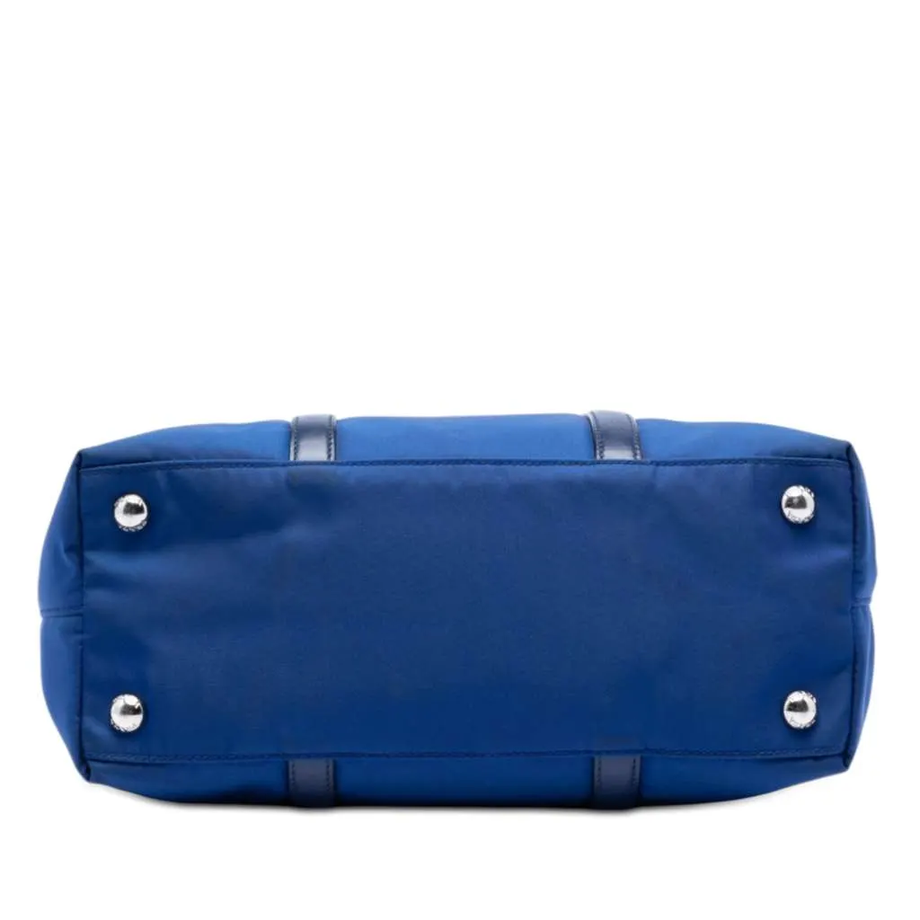 Prada Vitello Trimmed Tessuto Satchel Blue Very good - Inside View