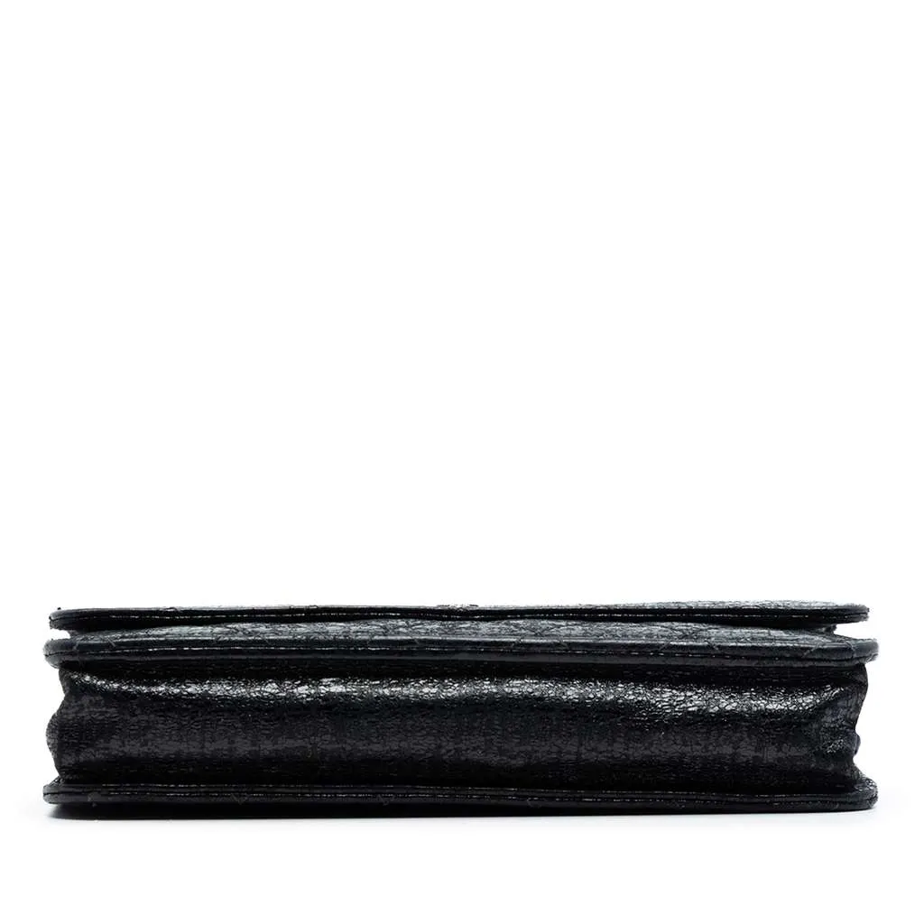 Chanel CC Quilted Crinkled Patent Wallet On Chain Black Leather Very good - Inside View