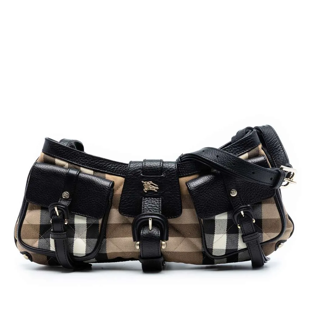 Burberry Quilted House Check Canvas Cinda Shoulder Bag Beige Very good - Front View