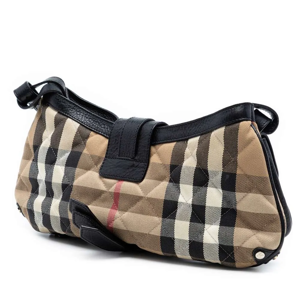 Burberry Quilted House Check Canvas Cinda Shoulder Bag Beige Very good - Back View