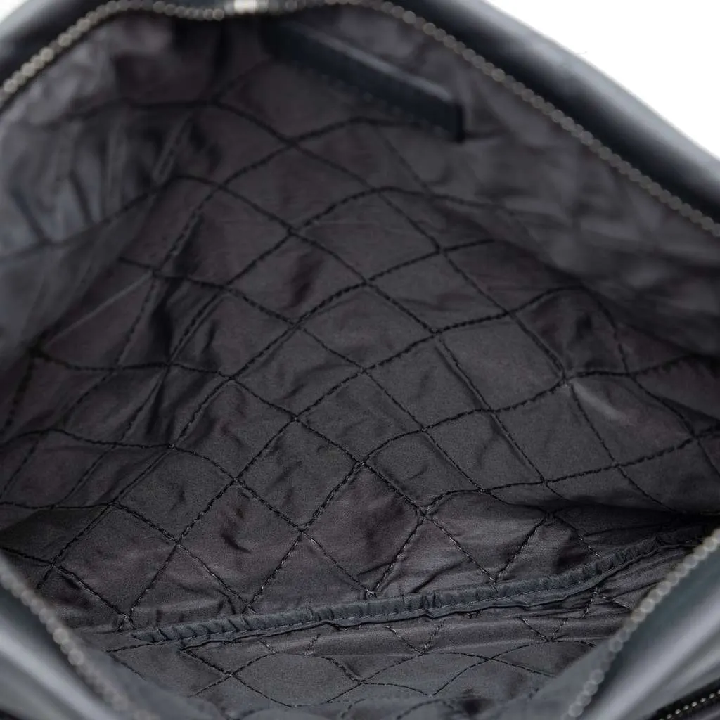 Chanel CC Quilted Lambskin Foldover Clutch Grey Leather Very good - Model View