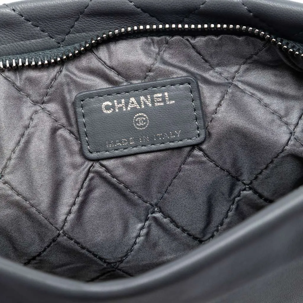 Chanel CC Quilted Lambskin Foldover Clutch Grey Leather Very good - Box View