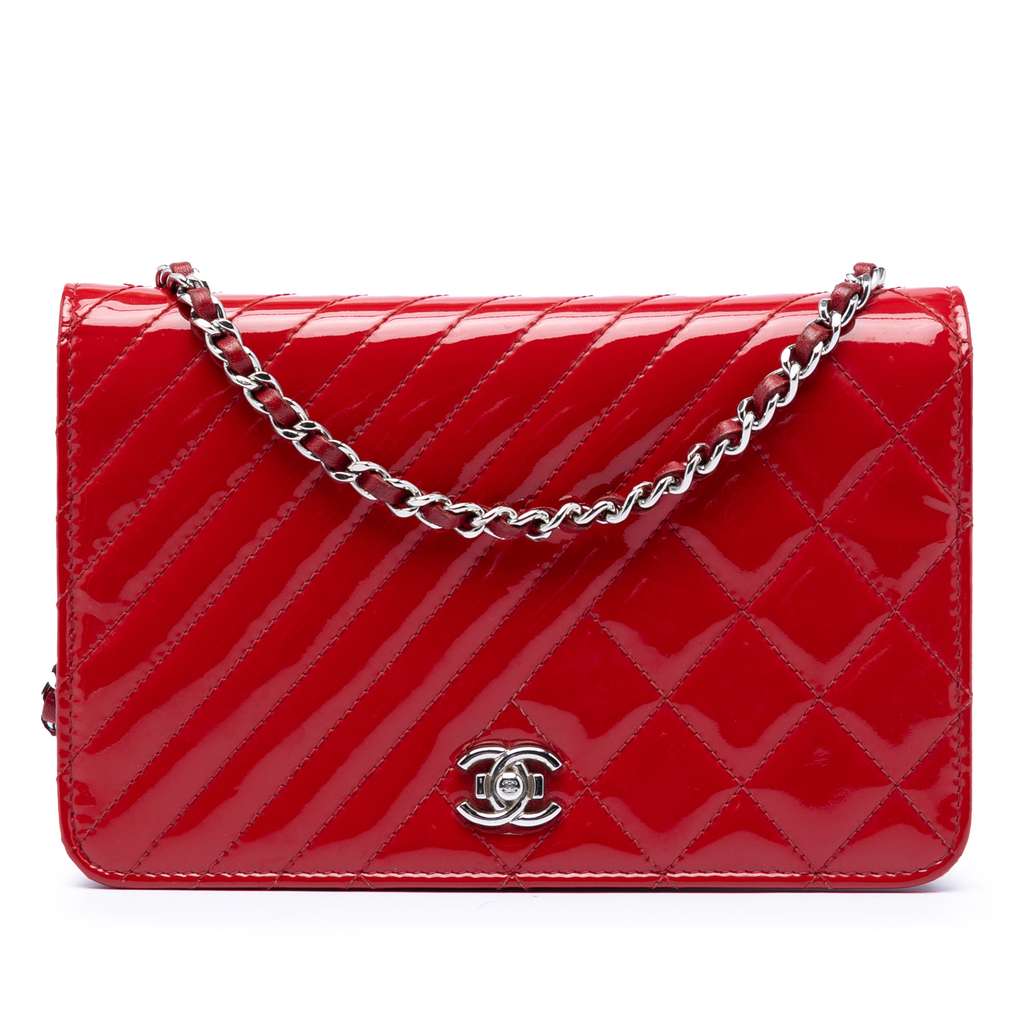 Chanel CC Quilted Patent Coco Boy Wallet On Chain