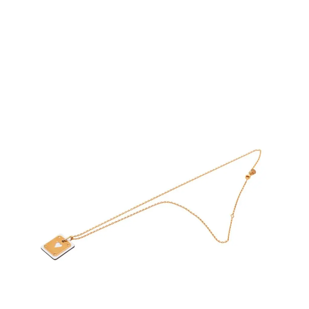 Hermès Small Rose Gold Plated Swift As de Coeur Pendant Necklace Pink Rose Gold Very good - Front View