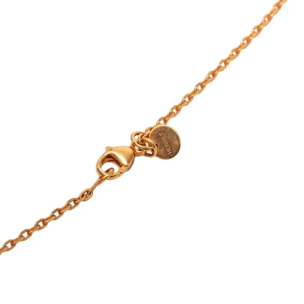 Hermès Small Rose Gold Plated Swift As de Coeur Pendant Necklace Pink Rose Gold Very good - Model View