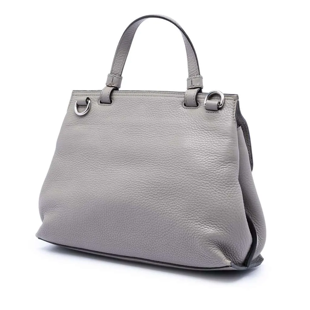 Gucci Small Leather Bamboo Daily Satchel Grey Leather Very good - Back View