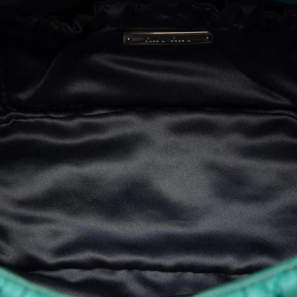 Miu Miu Matelasse Nappa Crystal Chain Crossbody Green Leather Very good - Model View