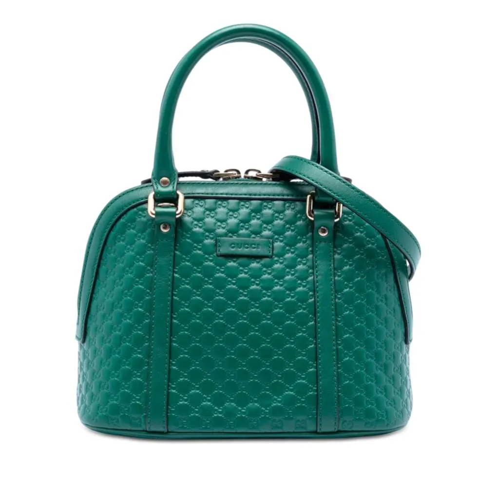 Gucci Mini Microguccissima Dome Satchel Green Leather Very good - Front View