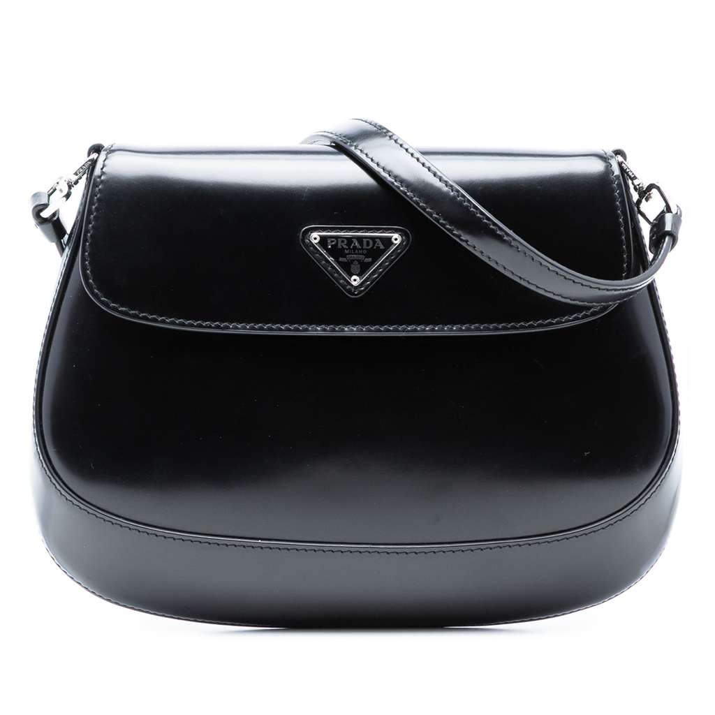 Prada Spazzolato Leather Cleo Flap Shoulder Bag
